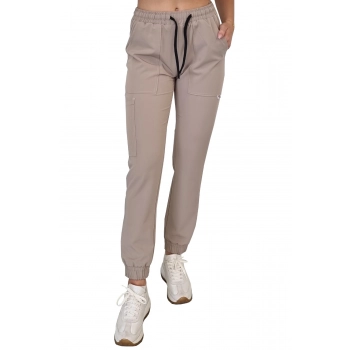 Joggery medyczne beżowe casual premium roz. XS