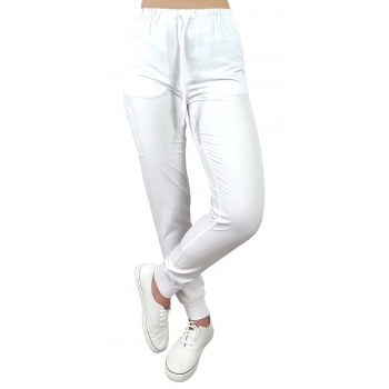 Spodnie medyczne elastyczne białe Comfort Fit roz. XXL