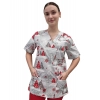 Bluza medyczna świąteczna bawełna 100% wzór W6 roz. XL