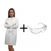 Zestaw laboratoryjny medyczny damski fartuch + okulary roz. 3XL