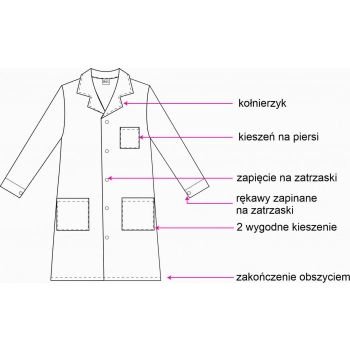 Fartuch laboratoryjny medyczny damski na zatrzaski roz. S