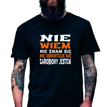 Koszulka Męska Młodzieżowa T-Shirt ZAROBIONY JESTEM Bawełna roz. L