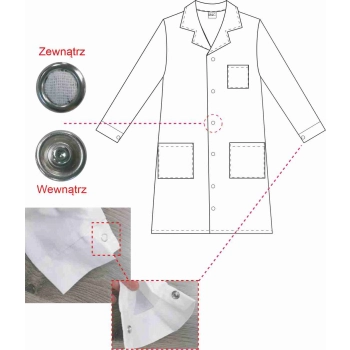 Fartuch laboratoryjny medyczny damski na zatrzaski roz. 4XL