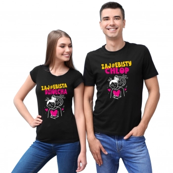 Zestaw walentynkowy koszulek dla par prezent na walentynki Czarny W12 roz. XL