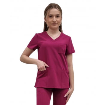 Bluza medyczna wiśnia casual premium roz. L