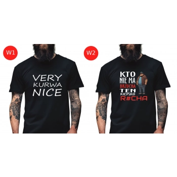 Koszulka Męska Młodzieżowa T-Shirt NIC NIE MUSZĘ Bawełna roz. XL