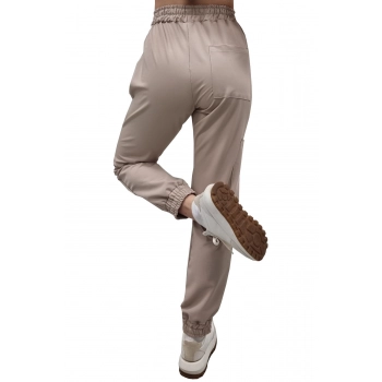 Spodnie medyczne beżowe z wysokim stanem premium roz. XL