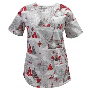 Bluza medyczna świąteczna bawełna 100% wzór W6 roz. 3XL