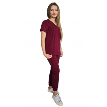 Komplet medyczny bordowy casual premium roz. XL