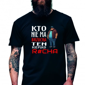 Koszulka Męska Młodzieżowa T-Shirt KTO NIE MA BRZUCHA Bawełna roz. XL