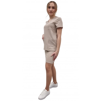 Komplet medyczny ze spódnicą beżowy casual premium roz. 3XL