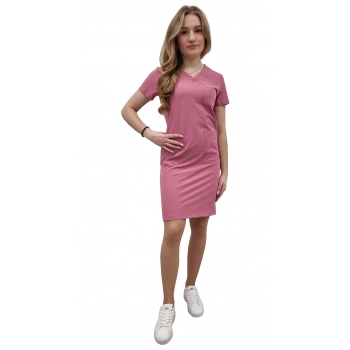 Sukienka medyczna brudny róż casual premium roz. 34