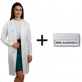 Zestaw fartuch damski laboratoryjny z identyfikatorem roz. 3XL