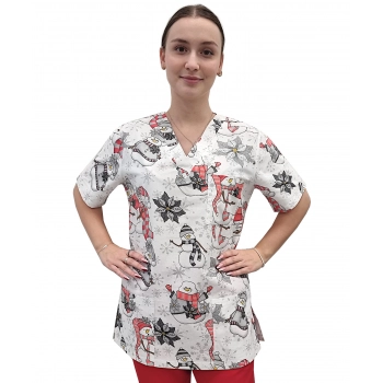 Bluza medyczna świąteczna bawełna 100% wzór W4 roz. 3XL