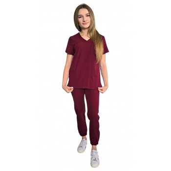 Komplet medyczny bordowy casual premium roz. XS