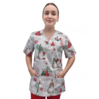 Bluza medyczna świąteczna bawełna 100% wzór W9 roz. 3XL