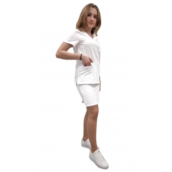 Komplet medyczny ze spódnicą biały casual premium roz. 3XL