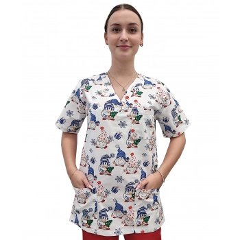 Bluza medyczna świąteczna bawełna 100% wzór W7 roz. M