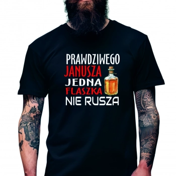 Koszulka Męska Młodzieżowa T-Shirt PRAWDZIWY JANUSZ Bawełna roz. L