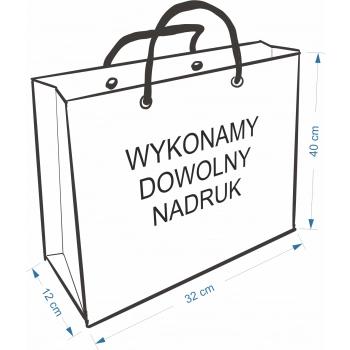 Torba Papierowa czarna z Twoim Nadrukiem Logo 40cm/32cm/12/cm 50 sztuk