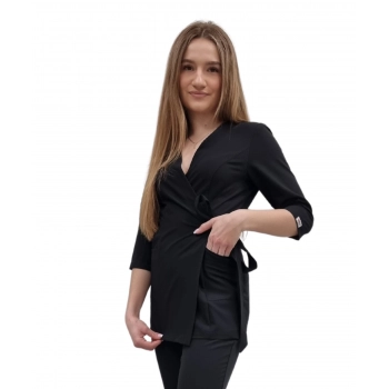 Żakiet kopertowy, tunika czarna basic premium rękaw 3/4 roz. XL