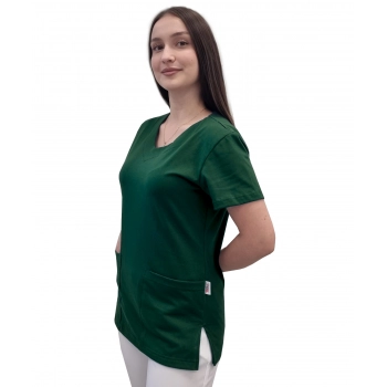 Bluza medyczna zielona butelka elastyczna bawełna roz. XXL