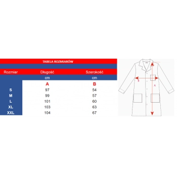 Fartuch laboratoryjny medyczny męski na zatrzaski roz. XL