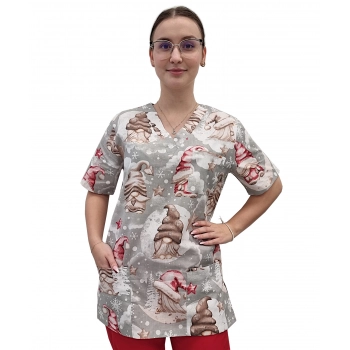 Bluza medyczna świąteczna bawełna 100% wzór W1 roz. XL