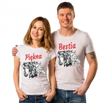 Zestaw walentynkowy koszulek dla par prezent na walentynki Biały W14 roz. XXL