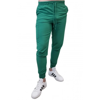 Spodnie medyczne elastyczne zielone Comfort Fit roz 3XL
