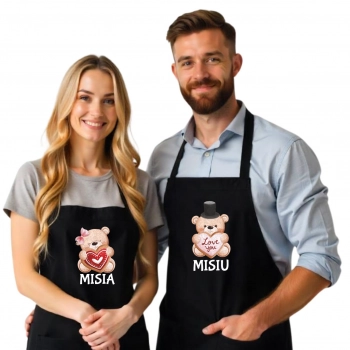 Zestaw fartuszków kuchennych z nadrukiem na walentynki idealny prezent W6