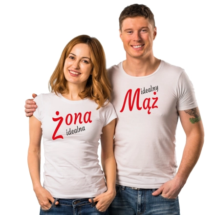 Zestaw walentynkowy koszulek dla par prezent na walentynki Biały W15 roz. M – odzież robocza Modern Company