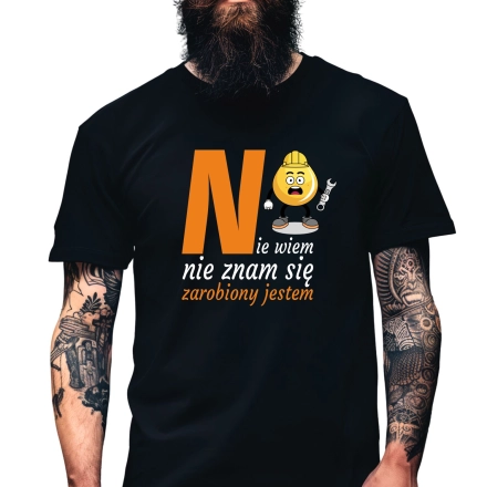Koszulka Męska Młodzieżowa T-Shirt ZAROBIONY JESTEM Bawełna roz. M – koszulka t-shirt robocza – odzież firmowa