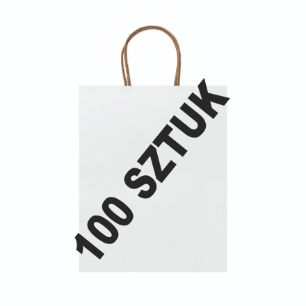 Torba papierowa promocyjna biała na prezent 40cm/12cm/32cm 100 sztuk – odzież robocza Modern Company