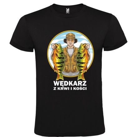 Koszulka Wędkarska Prezent dla Wędkarza Taty Dziadka Czarna W8 roz. M – odzież robocza Modern Company
