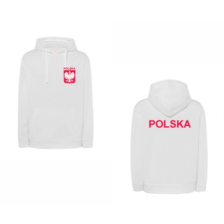 Biała bluza z kapturem patriotyczna z napisem polska godło flaga Wzór 1 roz. S – odzież robocza Modern Company