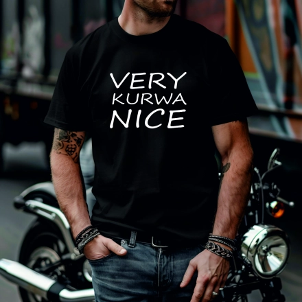 Koszulka Męska Młodzieżowa T-Shirt VERY KUR#A NICE Bawełna roz. M – koszulka t-shirt robocza – odzież firmowa - inne ujęcie