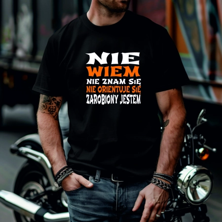 Koszulka Męska Młodzieżowa T-Shirt ZAROBIONY JESTEM Bawełna roz. M – koszulka t-shirt robocza – odzież firmowa - inne ujęcie