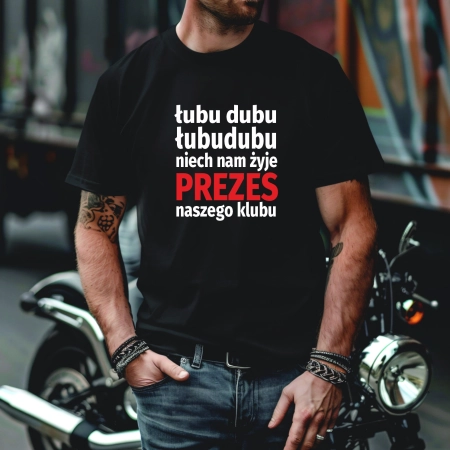 Koszulka Męska Młodzieżowa T-Shirt PREZES KLUBU Bawełna roz. M – koszulka t-shirt robocza – odzież firmowa - inne ujęcie