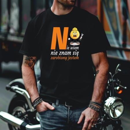 Koszulka Męska Młodzieżowa T-Shirt ZAROBIONY JESTEM Bawełna roz. M – koszulka t-shirt robocza – odzież firmowa - inne ujęcie