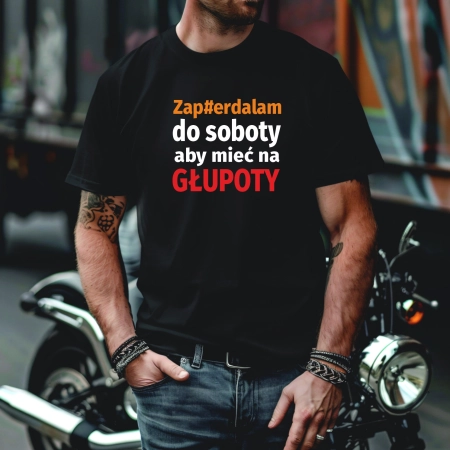 Koszulka Męska Młodzieżowa T-Shirt ZAPIE#DALAM DO SOBOTY Bawełna roz. M – koszulka t-shirt robocza – odzież firmowa - inne ujęcie