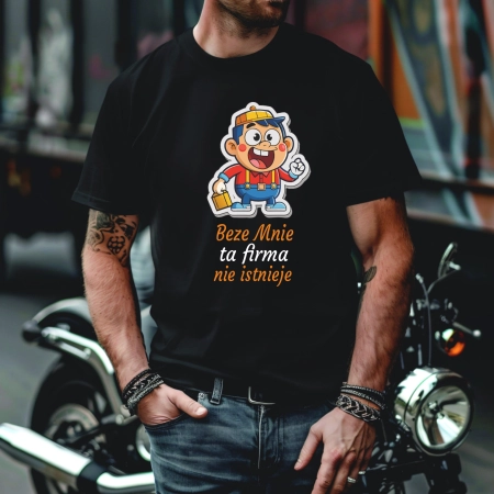 Koszulka Męska Młodzieżowa T-Shirt FIRMA NIE ISTNIEJE Bawełna roz. M – koszulka t-shirt robocza – odzież firmowa - inne ujęcie