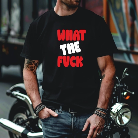 Koszulka Męska Młodzieżowa T-Shirt WHAT THE F#CK Bawełna roz. M – koszulka t-shirt robocza – odzież firmowa - inne ujęcie