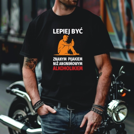 Koszulka Męska Młodzieżowa T-Shirt ZNANY PIJAK Bawełna roz. M – koszulka t-shirt robocza – odzież firmowa - inne ujęcie