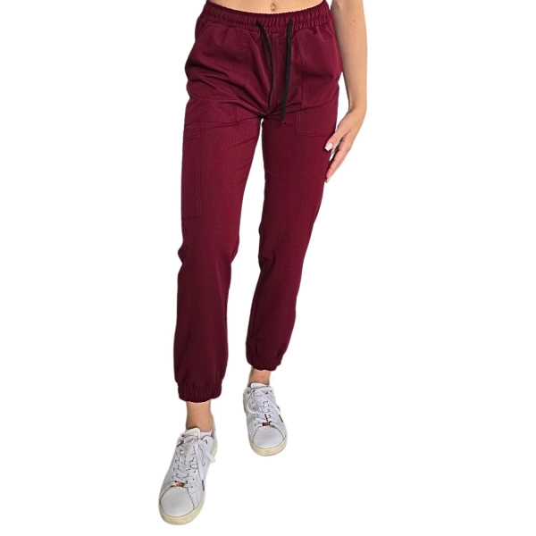 Joggery medyczne bordowe casual premium roz. 3XL – odzież robocza Modern Company