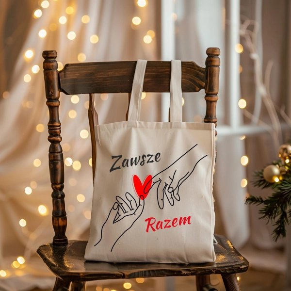 Torba bawełniana z nadrukiem na walentynki idealny prezent W26 – odzież robocza Modern Company - inne ujęcie