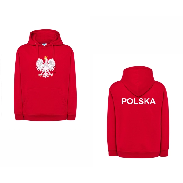 Czerwona blua z kapturem patriotyczna z napisem polska godło flaga Wzór 2 roz. M – odzież robocza Modern Company