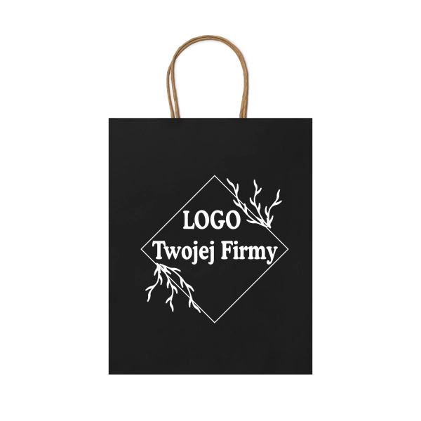 Torba Papierowa czarna z Twoim Nadrukiem Logo 40cm/32cm/12/cm – odzież robocza Modern Company