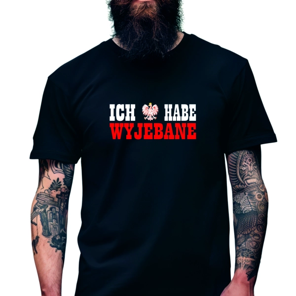 Koszulka Męska Młodzieżowa T-Shirt ICH HABE WYJE#ANE Bawełna roz. L – koszulka t-shirt robocza – odzież firmowa
