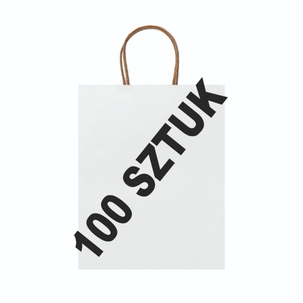 Torba papierowa promocyjna biała na prezent 40cm/12cm/32cm 100 sztuk – odzież robocza Modern Company